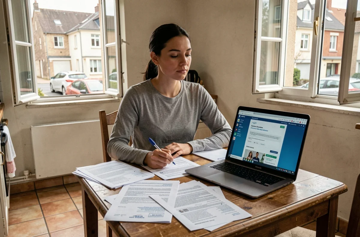 Candidate examinant un contrat de travail pour un poste de conducteur de voiture radar privée, illustrant les conditions salariales cachées