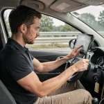 Conducteur d'une voiture radar privée sur une route nationale française, illustrant les conditions de travail réelles du métier