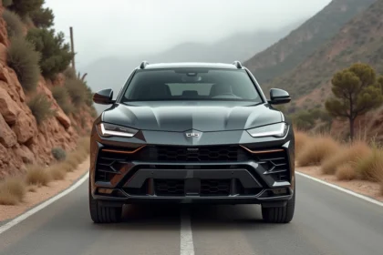 Cupra Formentor 2025 garé sur une route de montagne sinueuse en Espagne, vue avant trois quarts basse
