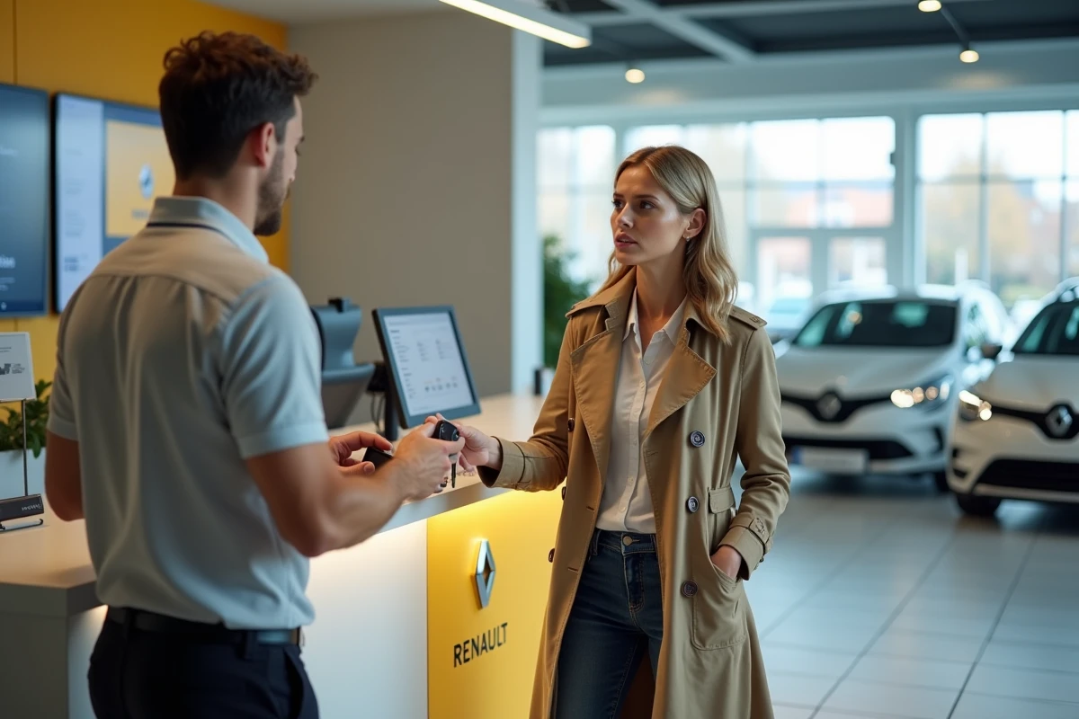 Propriétaire de Clio 5 déposant son véhicule au service après-vente Renault pour un problème d'injection sous garantie constructeur