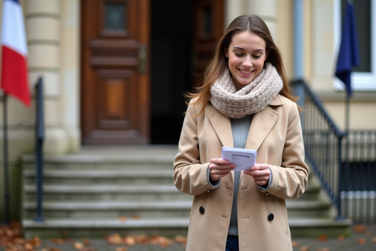 Jeune femme vérifiant sa carte d