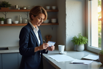 Femme vérifiant la date d'expiration de sa licence de conduire