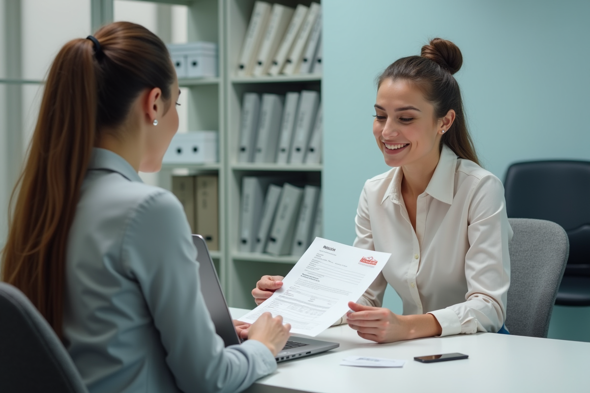 Femme en bureau de carte grise utilisant un ordinateur portable