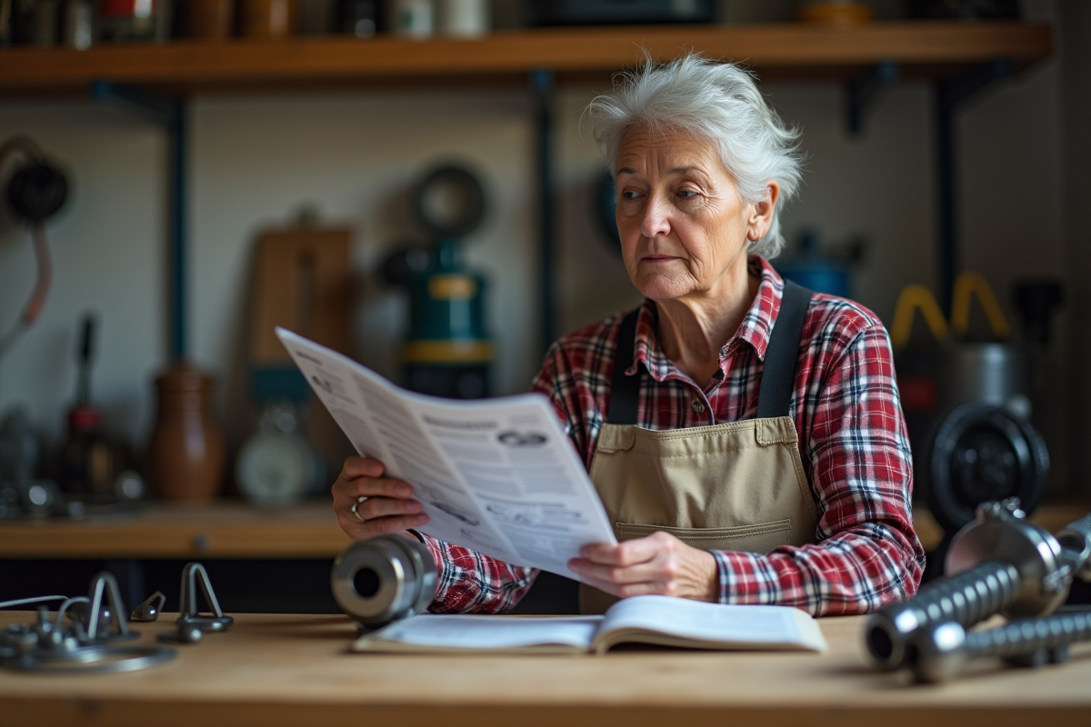Femme travaillant sur un axe de moto dans un atelier