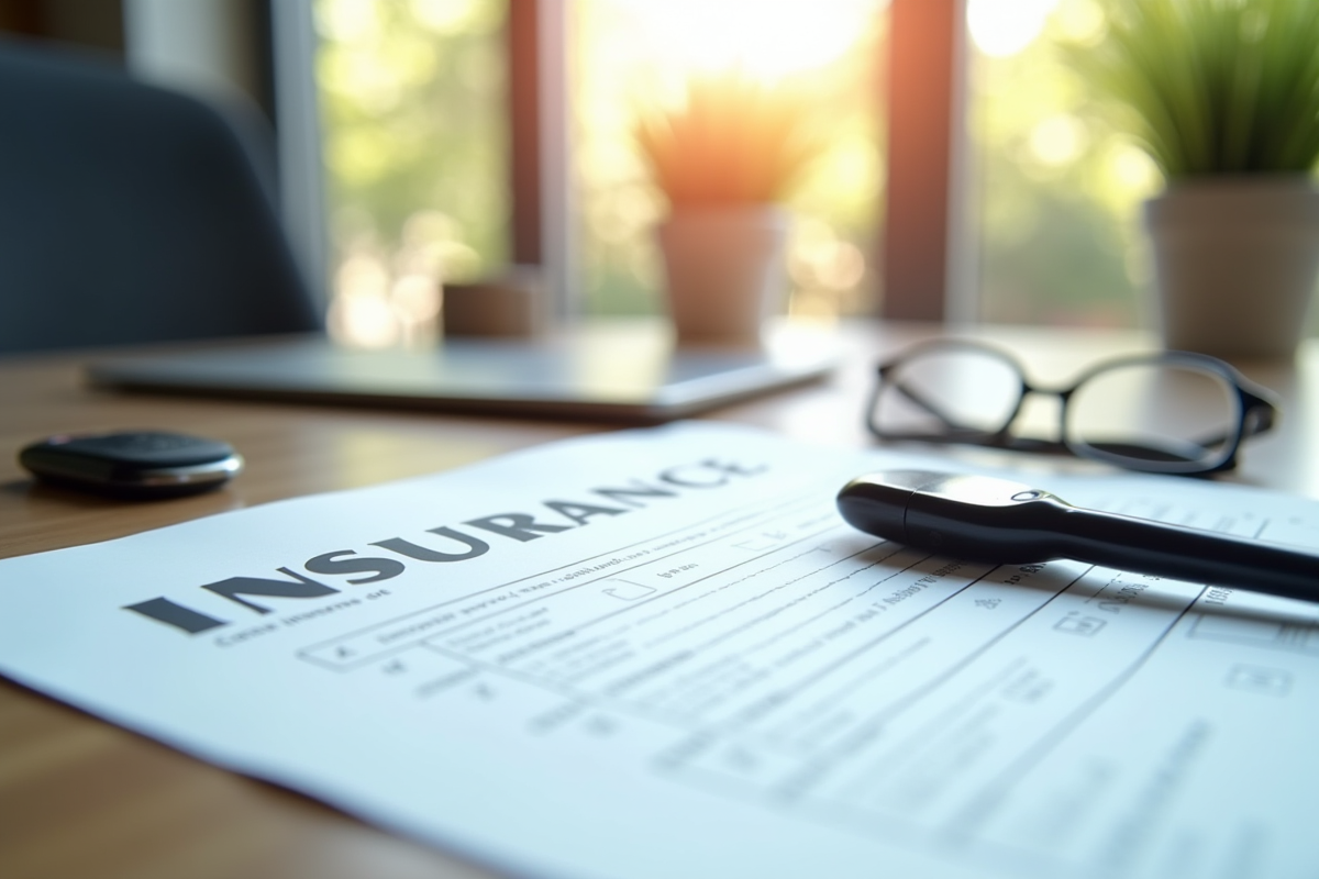 Formulaire d assurance avec clés et lunettes sur un bureau moderne