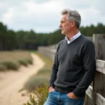 Homme d'âge moyen dans la campagne landaise