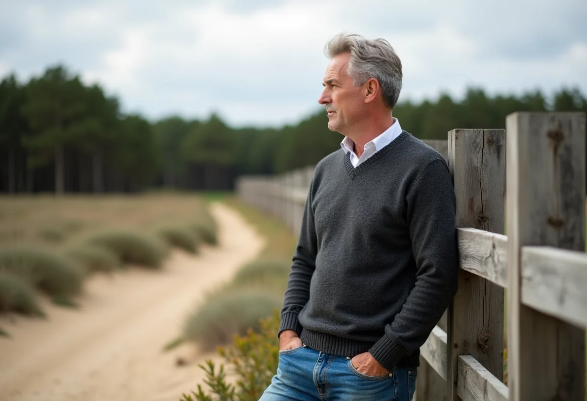 Homme d'âge moyen dans la campagne landaise