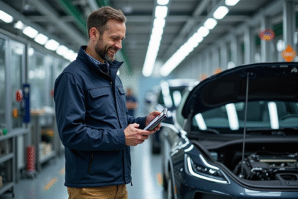 Ingénieur français examine un véhicule électrique innovant