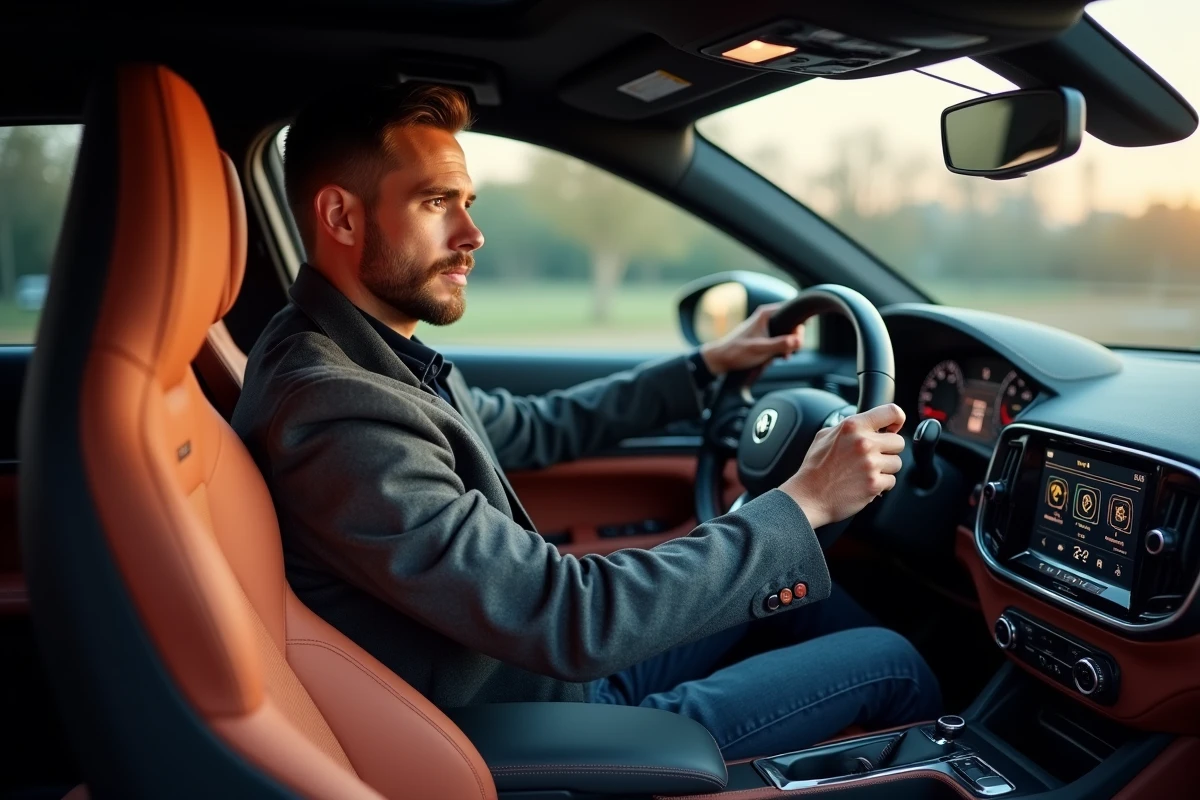 Conducteur installé dans l'habitacle sportif du Cupra Formentor, intérieur cuir et touches cuivrées
