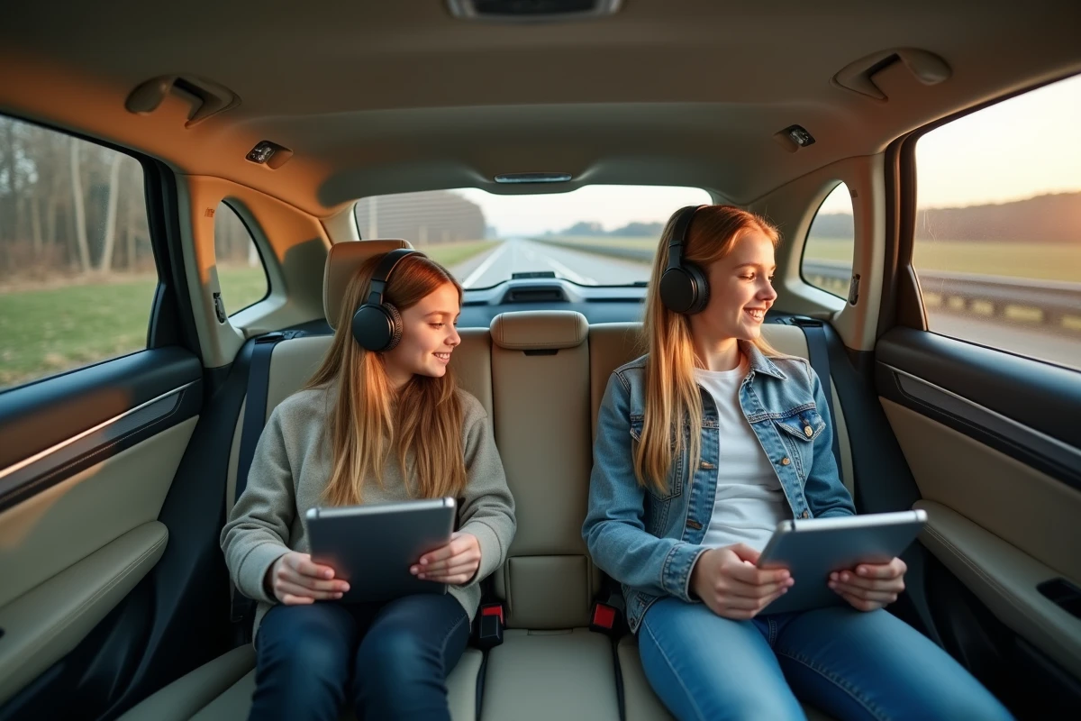 Intérieur du SEAT Ateca avec passagers à l'arrière, mettant en valeur le confort et l'espace pour les familles