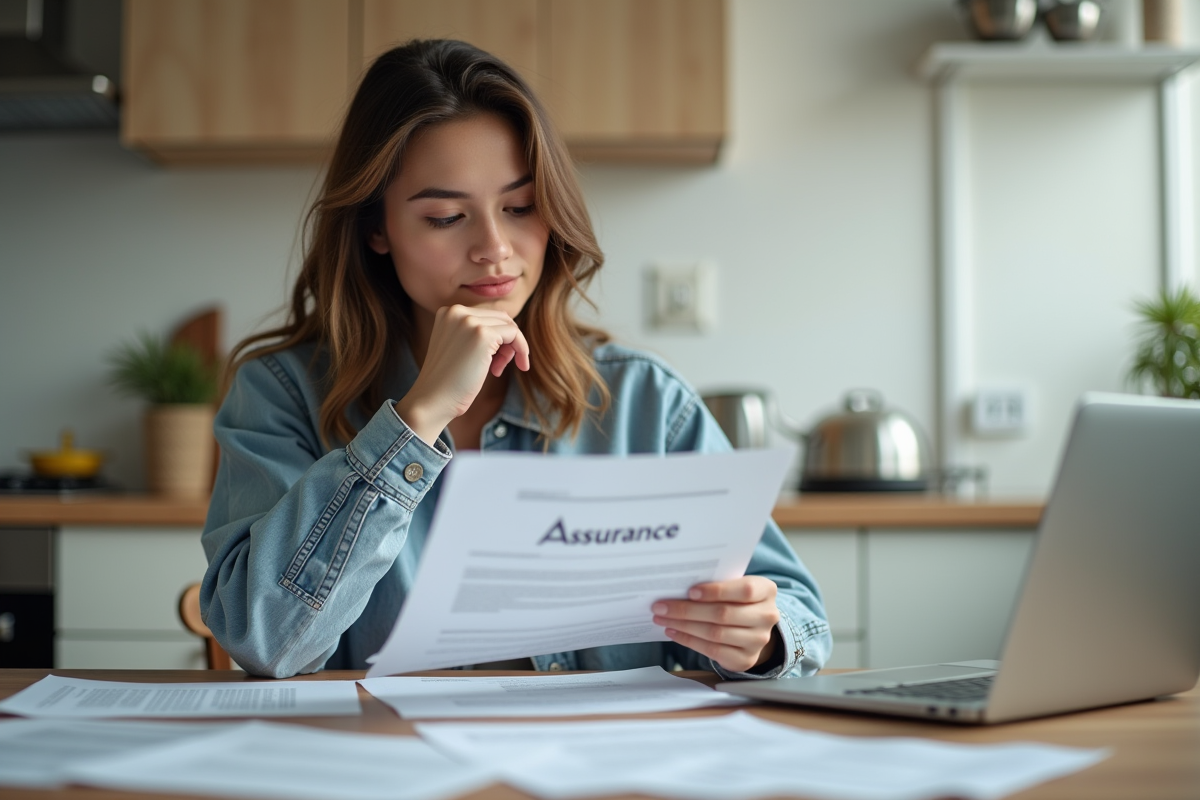 Jeune femme regardant un document d