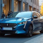 Peugeot 208 électrique sur une rue urbaine moderne