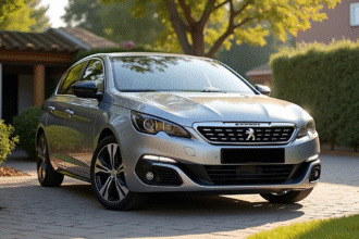 Peugeot 308 GT Line propre stationnée en plein soleil