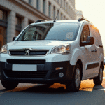 Voiture Peugeot Partner Tepee stationnee en ville en plein jour
