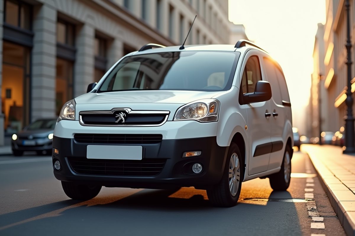 Voiture Peugeot Partner Tepee stationnee en ville en plein jour