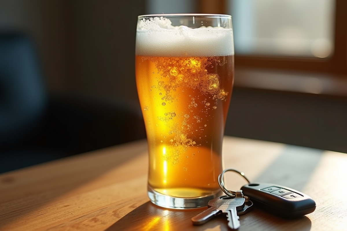 Verre de bière fraîche avec condensation sur un fond en bois