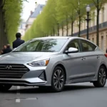Berline compacte hybride la plus vendue en France garée sur un boulevard parisien en 2026